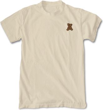 Riot Society Mens Short Sleeve Graphic Fashion T-Shirt, Teddy Bear Embroidered (Natural), Medium