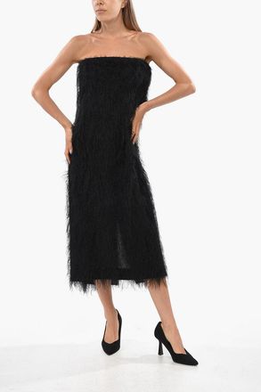 Ferragamo Eyelash Fabric Strapless Dress Salvatore Ferragamo