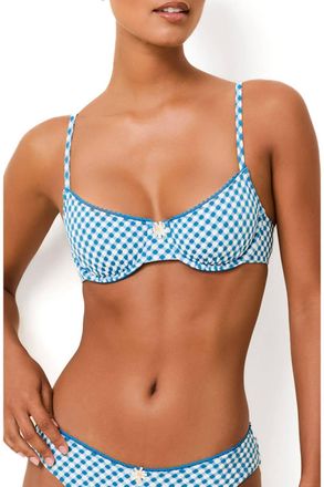Solid & Striped The Daphne Bikini Top In Cosmic Blue Gingham