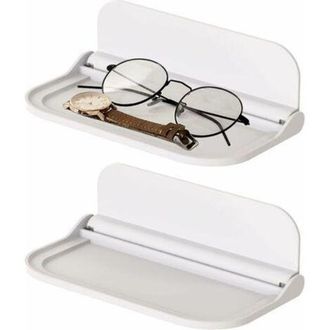OEM Juego De 2 Estantes De Pared Blancos (18x11cm, S) Estante De Pared Sin Taladrar Estante De Ba&ntilde;o Ampl&iacute;e F&aacute;cilmente El Espacio Para Dormitorio, Sala De 