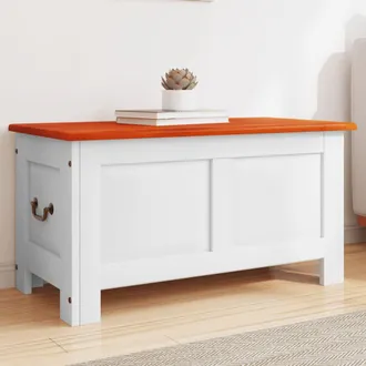 vidaXL Ba&uacute;l De Almacenaje Con Tapa Madera De Acacia Marr&oacute;n Y Blanco Vidaxl