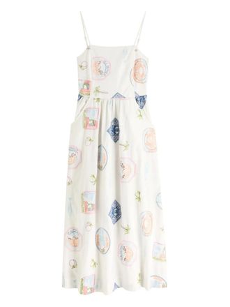 Damson Madder graphic peach midi dress - White