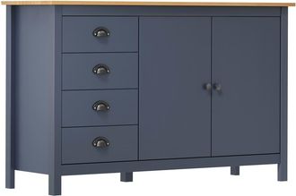vidaXL Mesita De Noche Hill Madera Maciza De Pino Gris 130x40x80 Cm Vidaxl