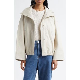 R&oacute;he Leather Bomber Jacket in Chalk at Nordstrom, Size 10 Us