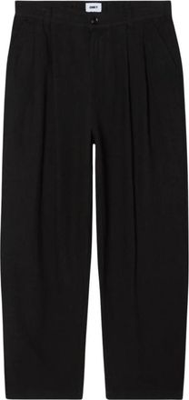 Obey Foster Linnen Broek met Plooi - Heren - Wijde Broeken - Zwart - XS - Linnen - Broeken