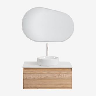 Sklum Conjunto De Mueble De Ba&ntilde;o Suspendido 80x50 Cm En Madera De Fresno Tedrik Sklum
