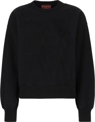 Gucci Sweatshirt van katoenen jersey met borduursel - Dames - Sweatshirts - Zwart - S - Katoen - Hoodies & sweatvesten