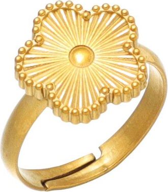 Adornia Adornia Tarnish Resistant 18K Plated Adjustable 5-Leaf Clover Ring