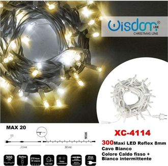 Trade Shop Trade Shop - Catena Luminosa 300 Luci Led Luci Luci Caldo Fisso + Intermittent Bianco Xc-4114
