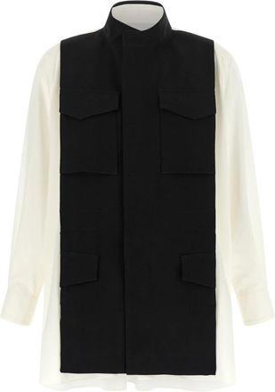 sacai Hybrid Shirt - Dames - Overhemden - Veelkleurig - M - Wol - Overhemden
