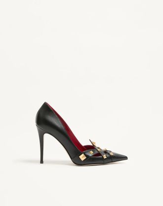 Valentino Garavani D&eacute;collet&eacute; Studdy In Capretto 100mm Donna NERO 35.5