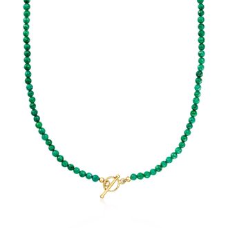 Ross-Simons Emerald Bead Charm-Compatible Toggle Necklace in 18kt Gold Over Sterling