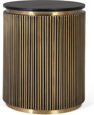 Giner&Colomer Mesa auxiliar redonda con lat&oacute;n dorado 50 cm di&aacute;metro