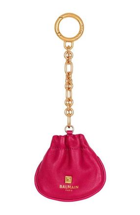 Balmain Pulse leather key ring in Pink at Nordstrom