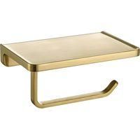 OEM Portarrollos De Papel Higi&eacute;nico Con Soporte Para Tel&eacute;fono, Dispensador De Papel Y Estante Para Accesorios De Ba&ntilde;o, Montaje En Pared, Oro Cepillado - C