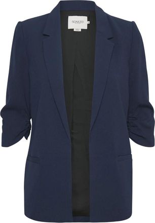 Soaked In Luxury Navy Blazer met &frac34; Mouwen - Dames - Blazers - Blauw - XS - Jassen