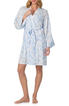 Room Service PJs Tess Butterflies & Bows Print Short Robe in White Blue at Nordstrom, Size Small
