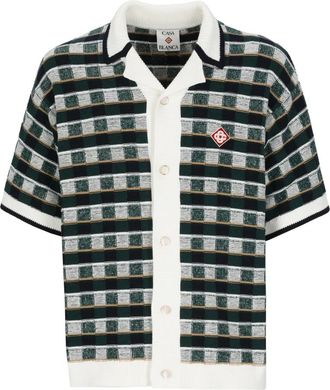Casablanca Check-knit Short-sleeve Shirt - Heren - Vesten - Groen - L - Katoen - Truien & Vesten