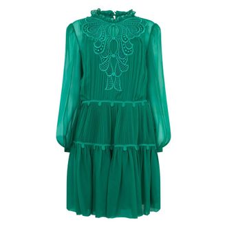 Alberta Ferretti Short Dress with Lace - female - Alberta Ferretti - Short Dresses - Green - L - Dresses