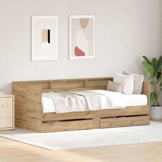 Berkfield Home Daybed with Drawers Artisan Oak Engineered Wood 90 x 200 cm in Light Brown