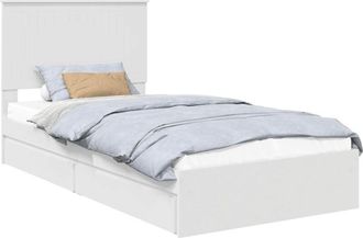 vidaXL Bed Frame with Drawer Manual White 100 x 200 cm Engineered Wood vidaXL