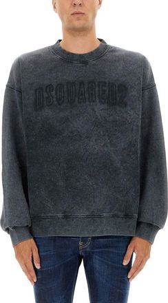 Dsquared2 Washed Black Sweatshirt With Embossed Logo