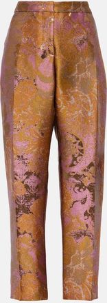 Dries Van Noten Printed metallic mid-rise straight pants