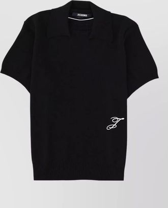 Jacquemus short sleeve knit top embroidered detail