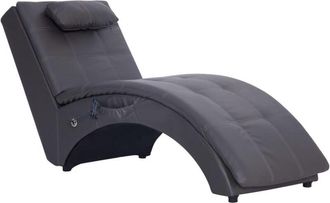 vidaXL Vidaxl - Div&aacute;n De Masaje Con Almohada De Cuero Sint&eacute;tico Gris