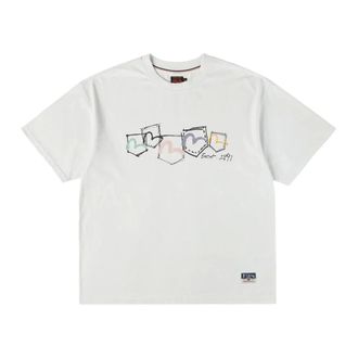 Evisu T-Shirts, male, White, Size: XL Hand-Drawn Multi-Pocket T-shirt