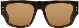 Gucci rectangle-frame sunglasses - unisex - Acetate - One Size - Brown