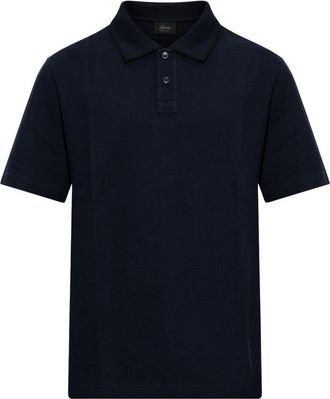 Brioni Poloshirt met geborduurd logo - Heren - Polos - Blauw - L - Katoen - Tops