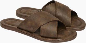 Superdry Mens Superdry Mens Vintage Cross Strap Slides - Brown - Size: 12 - 13 uk