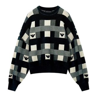 Emporio Armani Jersey con cuello redondo y logo Intarsia - Knitwear - Mujer - Multicolor - L
