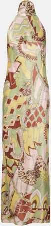 Rixo Maura printed halterneck satin midi dress