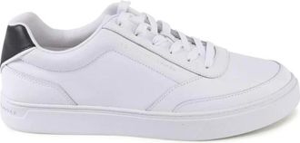 Tommy Hilfiger Schoenen, Dames, Wit, 36 EU, Leer, Witte Leren Sneaker met Polyamide Details