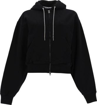 Alexander Wang Cropped Zip-Up Cotton Hoodie