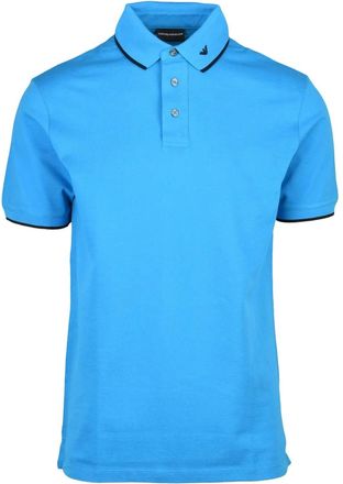 Emporio Armani Turquoise Cotton Piping Polo Shirt