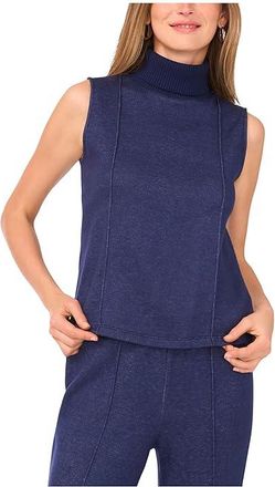 Vince Camuto Sleeveless Ribbed Turtleneck Tank Top Womens Clothing Dusk : XS, Nylon/Polyester/Rayon