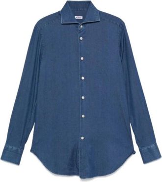 Kiton Denim Sport Shirt - Heren - Spijkeroverhemden - Blauw - XL - Denim - Overhemden