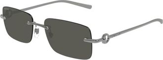 Gucci Grey Rectangular Mens Sunglasses GG1703S 001 55