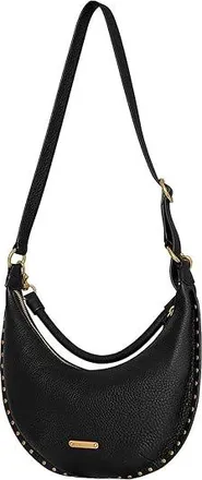 Rebecca Minkoff Darren Sm Crescent Xbody Cross Body Womens Handbags Black, Leather/Polyester