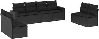 vidaXL Set De Sof&aacute;s De Jard&iacute;n 8 Piezas Y Cojines Rat&aacute;n Sint&eacute;tico Negro Vidaxl