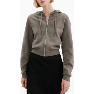 Mango Seamed Terry Zip Hoodie in Grey at Nordstrom, Size X-Small