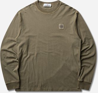 Stone Island Men s Organic Cotton Jersey FISSATO Effect Longsleeve T-Shirt Military Green