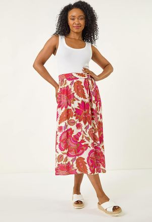 Roman Paisley Woven Midi Skirt