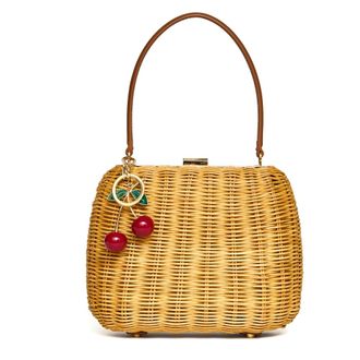 Self Portrait Handbags, female, Brown, Size: ONE SIZE Rattan Cherry Charm Mini Bag