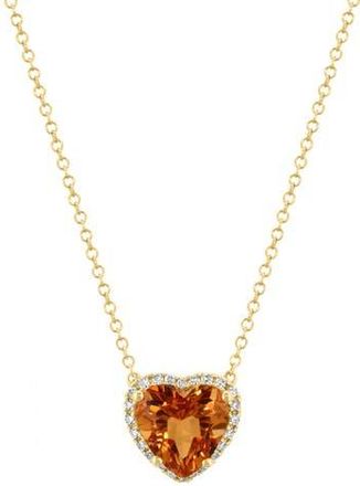 Effy Heart Cut Citrine & Diamond Pendant Necklace - 0.08ct. in Orange at Nordstrom Rack