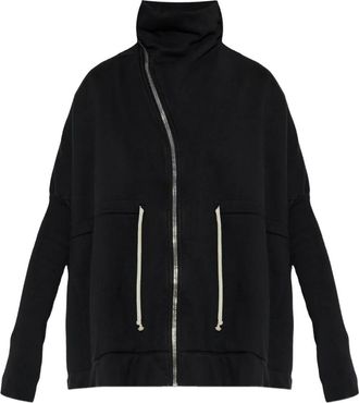 Rick Owens Zip-up Funnel-neck Sweater - Dames - Vesten met rits - Zwart - S - Katoen - Hoodies & sweatvesten