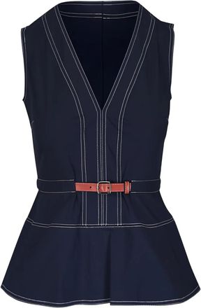 Veronica Beard Top con scollo a V - Blu